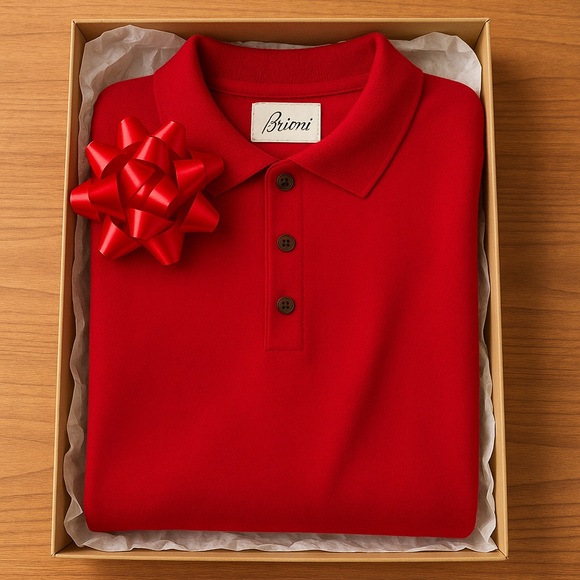 Brioni for Neiman Italian Merino Knit Polo Sweater Red Men’s M - Picture 2 of 7